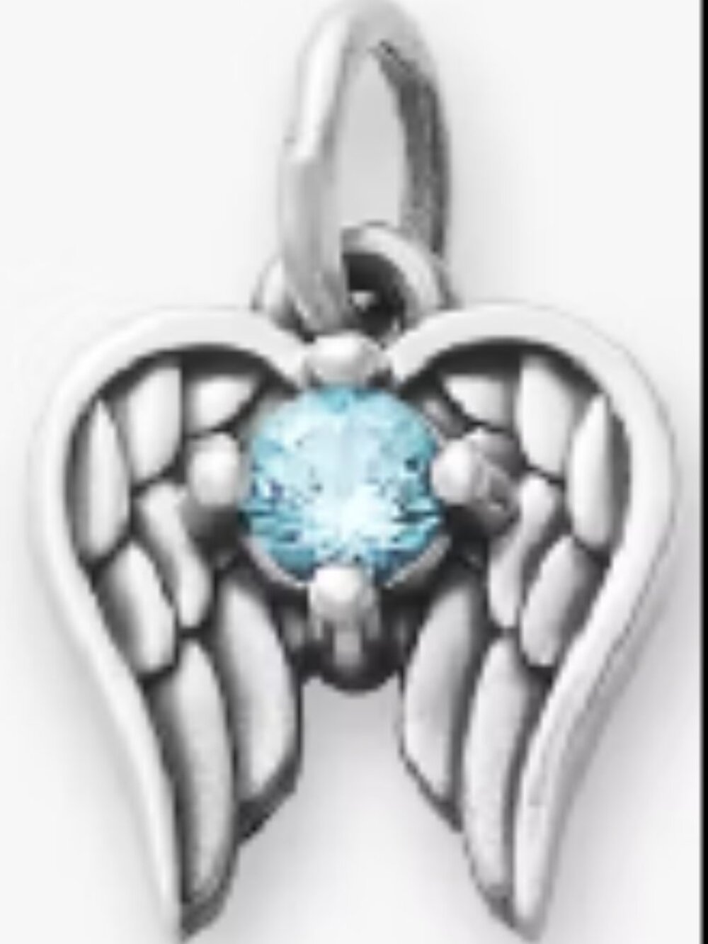 James Avery Lab-Created Aqua Spinel (March) Angel Wings Birthstone Charm